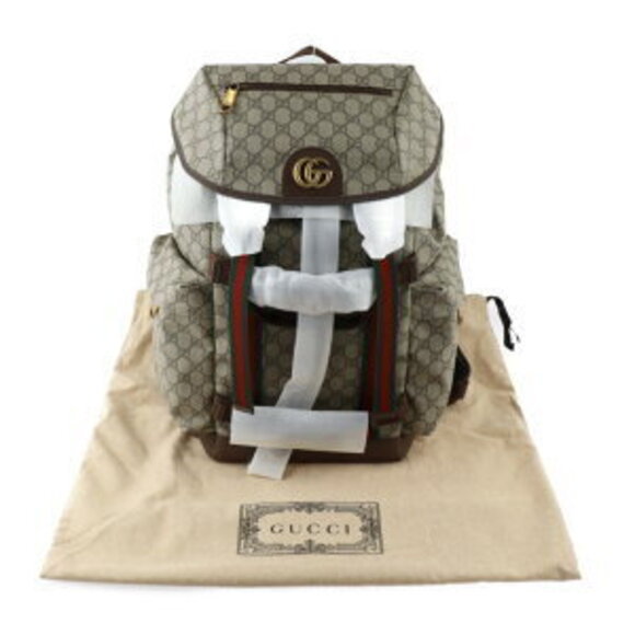 Gucci GG Marmont skateboard backpack beige brown Supreme leather Web - Picture 9 of 9